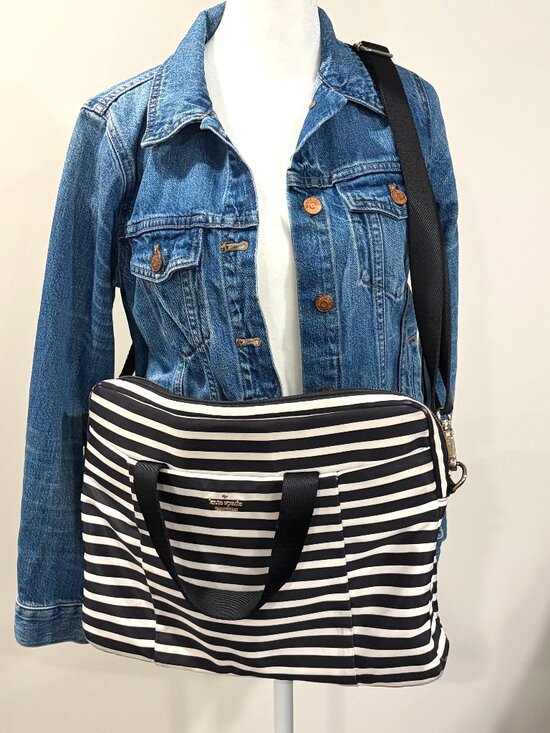 kate spade Handbags - Madewell Denim Jacket S + Kate Spade Striped Nylon Laptop Bag Bundle